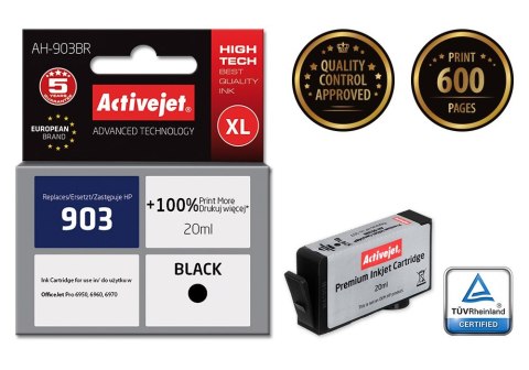 Activejet AH-903BR Tusz (zamiennik HP 903 T6L99AE; Premium; 20 ml; czarny) Activejet Activejet AH-903BR Tusz (zamiennik HP 903 T6L99AE; Premium; 20 ml; czarny) Activejet