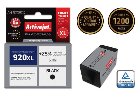 Activejet AH-920BCX Tusz (zamiennik HP 920XL CD975AE; Premium; 50 ml; czarny) Activejet Activejet AH-920BCX Tusz (zamiennik HP 920XL CD975AE; Premium; 50 ml; czarny) Activejet