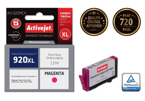 Activejet AH-920MCX Tusz (zamiennik HP 920XL CD973AE; Premium; 12 ml; czerwony) Activejet Activejet AH-920MCX Tusz (zamiennik HP 920XL CD973AE; Premium; 12 ml; czerwony) Activejet
