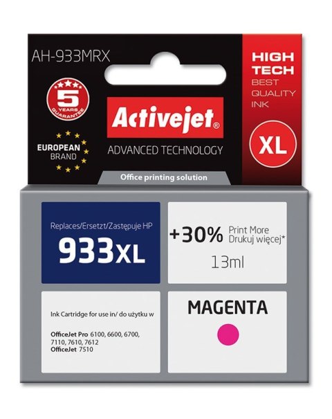 Activejet AH-933MRX Tusz (zamiennik HP 933XL CN055AE; Premium; 13 ml; czerwony) Activejet Activejet AH-933MRX Tusz (zamiennik HP 933XL CN055AE; Premium; 13 ml; czerwony) Activejet