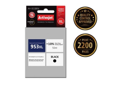 Activejet AH-953BRX Tusz (zamiennik HP 953XL L0S70AE; Premium; 50 ml; 2200 stron, czarny) Activejet Activejet AH-953BRX Tusz (zamiennik HP 953XL L0S70AE; Premium; 50 ml; 2200 stron, czarny) Activejet