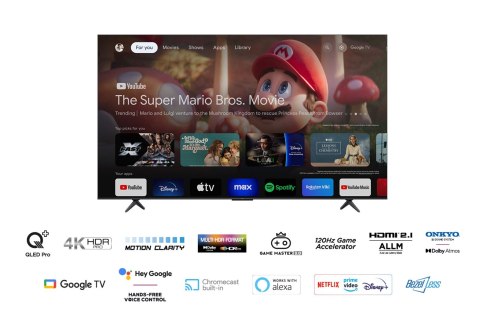 Telewizor TCL 85C655 QLED 85'' 4K Ultra HD Google TV Dolby Atmos DVB-T2 Czarny TCL Telewizor TCL 85C655 QLED 85'' 4K Ultra HD Google TV Dolby Atmos DVB-T2 Czarny TCL