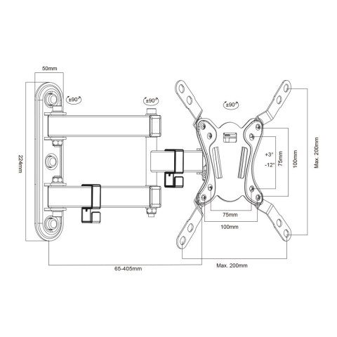 MACLEAN UCHWYT DO TELEWIZORA LUB MONITORA, MAX. VESA 200X200, 23-43", 30KG, CZARNY MC-418 Maclean MACLEAN UCHWYT DO TELEWIZORA LUB MONITORA, MAX. VESA 200X200, 23-43", 30KG, CZARNY MC-418 Maclean