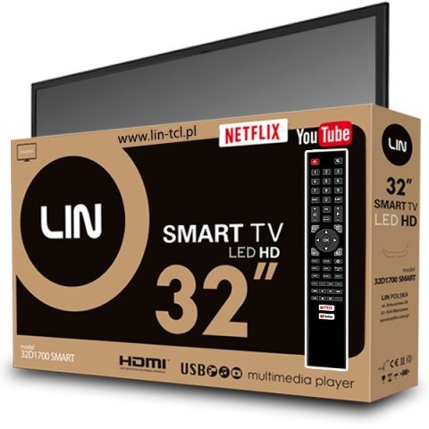 Telewizor TV 32" LIN 32D1700 SMART HD Ready DVB-T2 LIN Telewizor TV 32" LIN 32D1700 SMART HD Ready DVB-T2 LIN