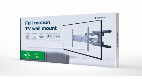 GEMBIRD REGULOWANY UCHWYT ŚCIENNY LCD 40"-80" VESA MAX 600 X 400MM, DO 50KG GEMBIRD REGULOWANY UCHWYT ŚCIENNY LCD 40"-80" VESA MAX 600 X 400MM, DO 50KG