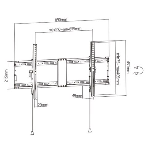 GEMBIRD UCHWYT ŚCIENNY REGULOWANY LCD 43-90 VESA MAX 800 X 400MM, DO 70KG GEMBIRD GEMBIRD UCHWYT ŚCIENNY REGULOWANY LCD 43-90 VESA MAX 800 X 400MM, DO 70KG GEMBIRD