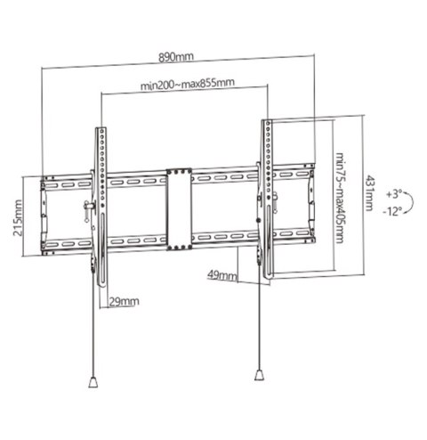 GEMBIRD UCHWYT ŚCIENNY REGULOWANY LCD 43-90 VESA MAX 800 X 400MM, DO 70KG GEMBIRD GEMBIRD UCHWYT ŚCIENNY REGULOWANY LCD 43-90 VESA MAX 800 X 400MM, DO 70KG GEMBIRD