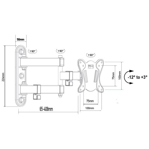 MACLEAN UCHWYT DO TELEWIZORA LUB MONITORA MAX. VESA 100X100, 13-32", 30KG, CZARNY MC-417 Maclean MACLEAN UCHWYT DO TELEWIZORA LUB MONITORA MAX. VESA 100X100, 13-32", 30KG, CZARNY MC-417 Maclean