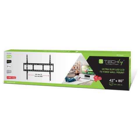 TECHLY UCHWYT ŚCIENNY TV LED/LCD 42-80 CALI 60KG S TECHly TECHLY UCHWYT ŚCIENNY TV LED/LCD 42-80 CALI 60KG S TECHly