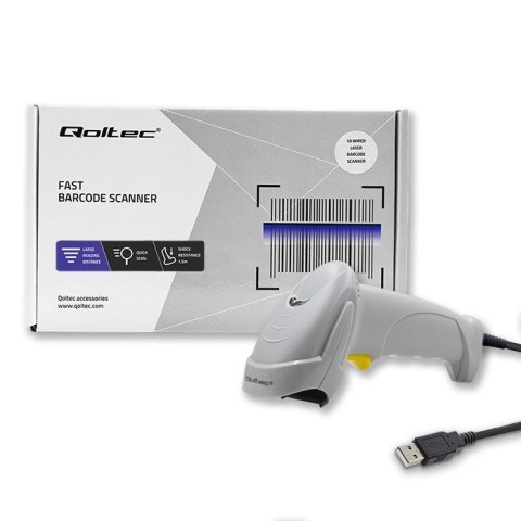 QOLTEC CZYTNIK KODÓW KRESKOWYCH LASEROWY | 1D | USB | BIAŁY Qoltec QOLTEC CZYTNIK KODÓW KRESKOWYCH LASEROWY | 1D | USB | BIAŁY Qoltec
