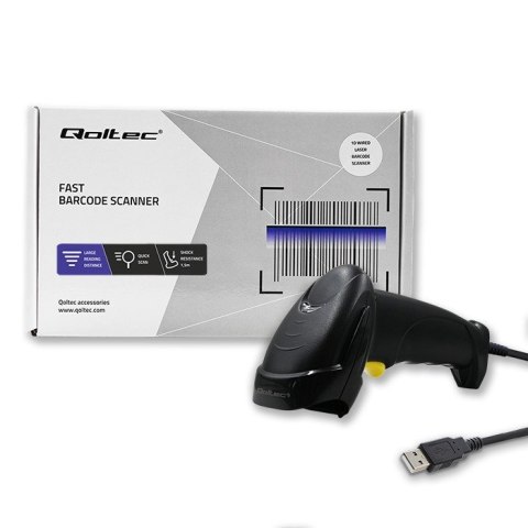 QOLTEC CZYTNIK KODÓW KRESKOWYCH LASEROWY | 1D | USB | CZARNY Qoltec QOLTEC CZYTNIK KODÓW KRESKOWYCH LASEROWY | 1D | USB | CZARNY Qoltec