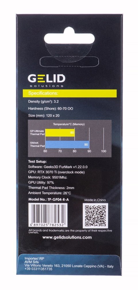 Termopady Gelid Ultimate 120x20x0.5mm TP-GP04-R-A GELID Termopady Gelid Ultimate 120x20x0.5mm TP-GP04-R-A GELID