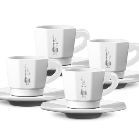 Bialetti Zestaw 4 filiżanek z podstawką - Biały (4 sztuki) BIALETTI Bialetti Zestaw 4 filiżanek z podstawką - Biały (4 sztuki) BIALETTI