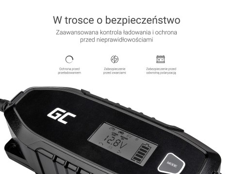 GREEN CELL ŁADOWARKA INTELIGENTNA PROSTOWNIK DO AGM/LIFEPO4/OŁOWIOWE ACAGM07 6-12V 4A Green Cell GREEN CELL ŁADOWARKA INTELIGENTNA PROSTOWNIK DO AGM/LIFEPO4/OŁOWIOWE ACAGM07 6-12V 4A Green Cell