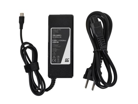 GREEN CELL ZASILACZ / ŁADOWARKA USB-C 90W 5V-9V-12V-15V/3A, 20V/4.5A POWER DELIVERY (AD139P) Green Cell GREEN CELL ZASILACZ / ŁADOWARKA USB-C 90W 5V-9V-12V-15V/3A, 20V/4.5A POWER DELIVERY (AD139P) Green Cell