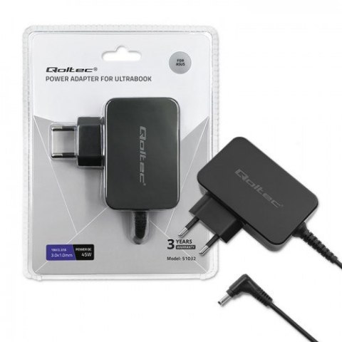 QOLTEC ZASILACZ DO ULTRABOOKA ASUS 45W | 19V | 2.37A | 3.0*1.0 Qoltec QOLTEC ZASILACZ DO ULTRABOOKA ASUS 45W | 19V | 2.37A | 3.0*1.0 Qoltec