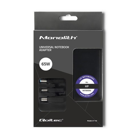 QOLTEC ZASILACZ SPECJALIZOWANY DO HP | 65W | 3 WTYCZKI Qoltec QOLTEC ZASILACZ SPECJALIZOWANY DO HP | 65W | 3 WTYCZKI Qoltec