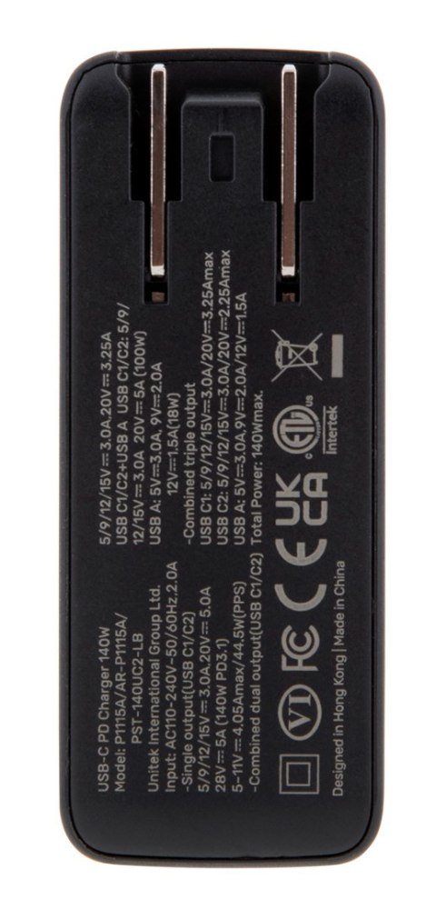 UNITEK ŁADOWARKA GAN 2X USB-C, USB-A, 140W UNITEK UNITEK ŁADOWARKA GAN 2X USB-C, USB-A, 140W UNITEK