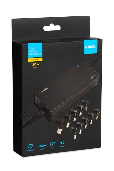 UNIWERSALNY ZASILACZ DO LAPTOPA I-BOX IUZ120WA AUTO, 10 WTYCZEK IBOX UNIWERSALNY ZASILACZ DO LAPTOPA I-BOX IUZ120WA AUTO, 10 WTYCZEK IBOX