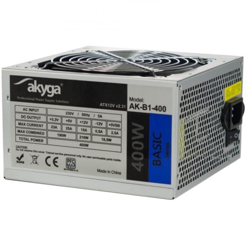 Zasilacz Akyga Basic AK-B1-400 (400 W; Pasywne; 120 mm) Akyga Zasilacz Akyga Basic AK-B1-400 (400 W; Pasywne; 120 mm) Akyga