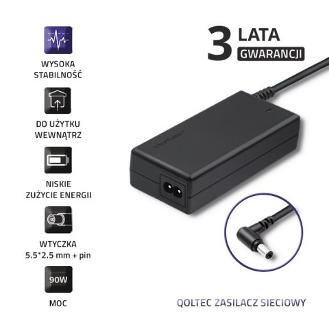 Zasilacz Qoltec 50090.90W do notebooka Toshiba (19 V; 4,74 A; 90W; 5.5 mm x 2.5 mm) Qoltec Zasilacz Qoltec 50090.90W do notebooka Toshiba (19 V; 4,74 A; 90W; 5.5 mm x 2.5 mm) Qoltec