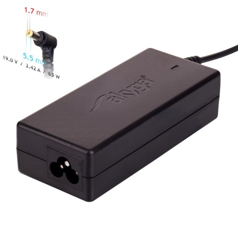 Zasilacz sieciowy Akyga AK-ND-06 do notebooka Acer (19 V; 3,42 A; 65W; 5.5 mm x 1.7 mm) Akyga Zasilacz sieciowy Akyga AK-ND-06 do notebooka Acer (19 V; 3,42 A; 65W; 5.5 mm x 1.7 mm) Akyga