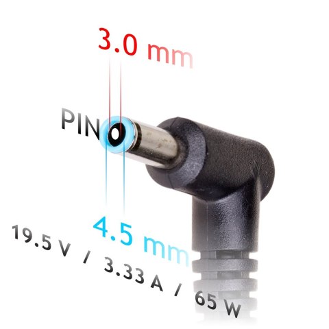 Zasilacz sieciowy Akyga AK-ND-25 do notebooka Compaq, HP (19,5 V; 3,33 A; 65W; 4.5 mm x 3 mm) Akyga Zasilacz sieciowy Akyga AK-ND-25 do notebooka Compaq, HP (19,5 V; 3,33 A; 65W; 4.5 mm x 3 mm) Akyga