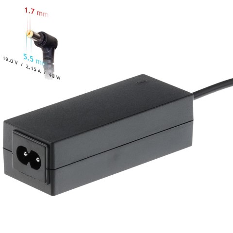 Zasilacz sieciowy Akyga AK-ND-47 do notebooka Acer, DELL, Packard Bell (19 V; 2,15 A; 40W; 5.5 mm x 1.7 mm) Akyga Zasilacz sieciowy Akyga AK-ND-47 do notebooka Acer, DELL, Packard Bell (19 V; 2,15 A; 40W; 5.5 mm x 1.7 mm) Akyga