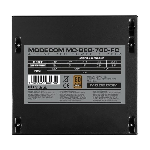 MODECOM ZASILACZ MC-B88-700FC 80+ BRONZE 230V BULK MODECOM MODECOM ZASILACZ MC-B88-700FC 80+ BRONZE 230V BULK MODECOM