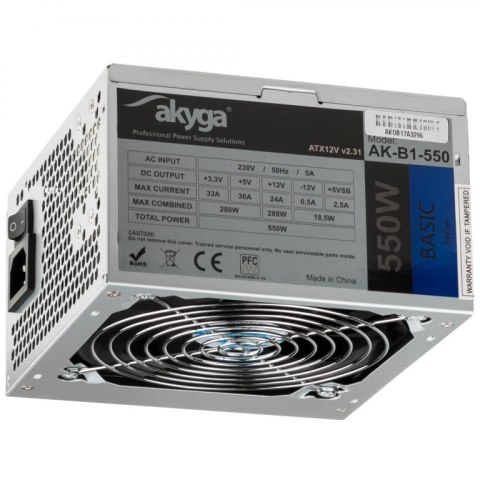 Zasilacz Akyga Basic AK-B1-550 (550 W; Pasywne; 120 mm) Akyga Zasilacz Akyga Basic AK-B1-550 (550 W; Pasywne; 120 mm) Akyga