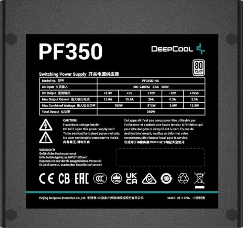 Zasilacz DeepCool PF350 350W 80 Plus DEEPCOOL Zasilacz DeepCool PF350 350W 80 Plus DEEPCOOL