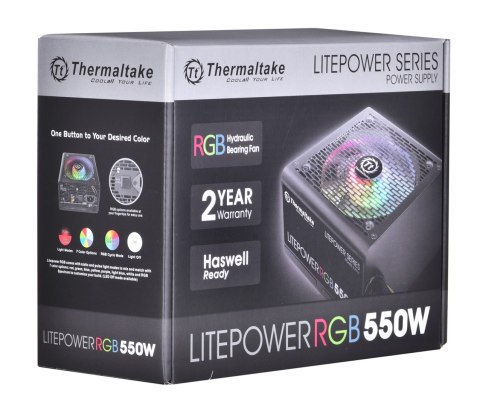 Zasilacz Thermaltake Litepower RGB PS-LTP-0550NHSANE-1 (550 W; Aktywne; 120 mm) Thermaltake Zasilacz Thermaltake Litepower RGB PS-LTP-0550NHSANE-1 (550 W; Aktywne; 120 mm) Thermaltake