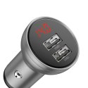 BASEUS ŁADOWARKA SAMOCHODOWA CCBX-0S Z WYŚWIETLACZEM, 2X USB, 4,8A, 24W SREBRNA Baseus