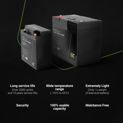 GREEN CELL AKUMULATOR LIFEPO4 CAV06 12/12,8V 50AH 640WH / M8 Green Cell GREEN CELL AKUMULATOR LIFEPO4 CAV06 12/12,8V 50AH 640WH / M8 Green Cell