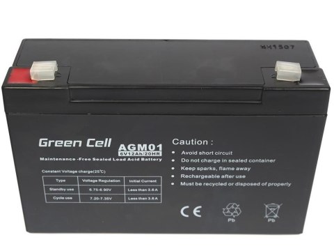 GREEN CELL AKUMULATOR ŻELOWY AGM01 6V 12AH Green Cell GREEN CELL AKUMULATOR ŻELOWY AGM01 6V 12AH Green Cell