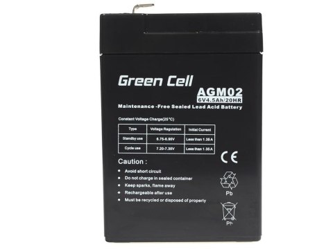 GREEN CELL AKUMULATOR ŻELOWY AGM02 6V 4,5AH Green Cell GREEN CELL AKUMULATOR ŻELOWY AGM02 6V 4,5AH Green Cell