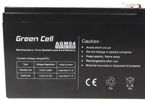 GREEN CELL AKUMULATOR ŻELOWY AGM04 12V 7AH Green Cell GREEN CELL AKUMULATOR ŻELOWY AGM04 12V 7AH Green Cell