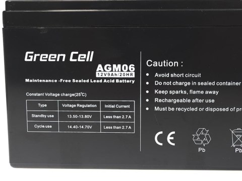 GREEN CELL AKUMULATOR ŻELOWY AGM06 12V 9AH Green Cell GREEN CELL AKUMULATOR ŻELOWY AGM06 12V 9AH Green Cell