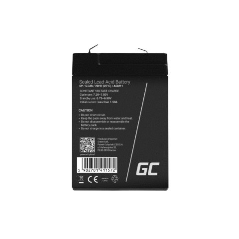 GREEN CELL AKUMULATOR ŻELOWY AGM11 6V 5AH Green Cell GREEN CELL AKUMULATOR ŻELOWY AGM11 6V 5AH Green Cell