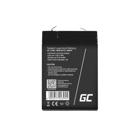 GREEN CELL AKUMULATOR ŻELOWY AGM15 6V 4AH Green Cell GREEN CELL AKUMULATOR ŻELOWY AGM15 6V 4AH Green Cell