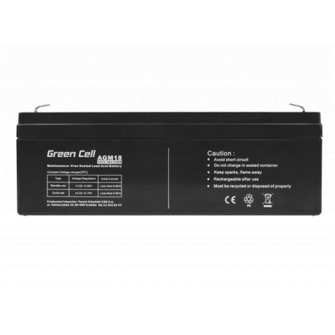 GREEN CELL AKUMULATOR ŻELOWY AGM18 12V 2,3AH Green Cell GREEN CELL AKUMULATOR ŻELOWY AGM18 12V 2,3AH Green Cell