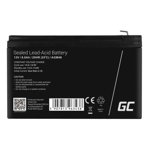 GREEN CELL AKUMULATOR ŻELOWY AGM46 12V 8AH Green Cell GREEN CELL AKUMULATOR ŻELOWY AGM46 12V 8AH Green Cell