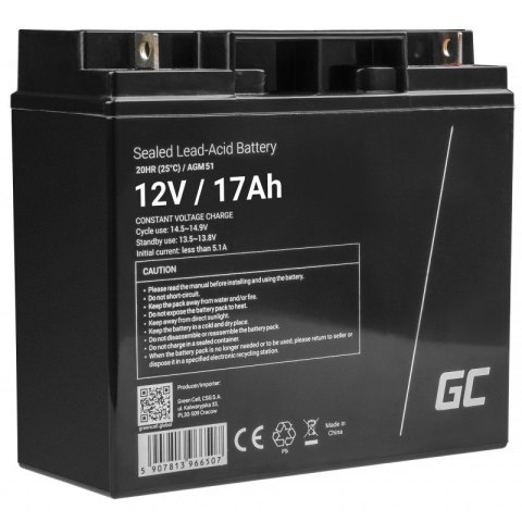 GREEN CELL AKUMULATOR ŻELOWY/AGM AGM51 12V 17AH Green Cell GREEN CELL AKUMULATOR ŻELOWY/AGM AGM51 12V 17AH Green Cell