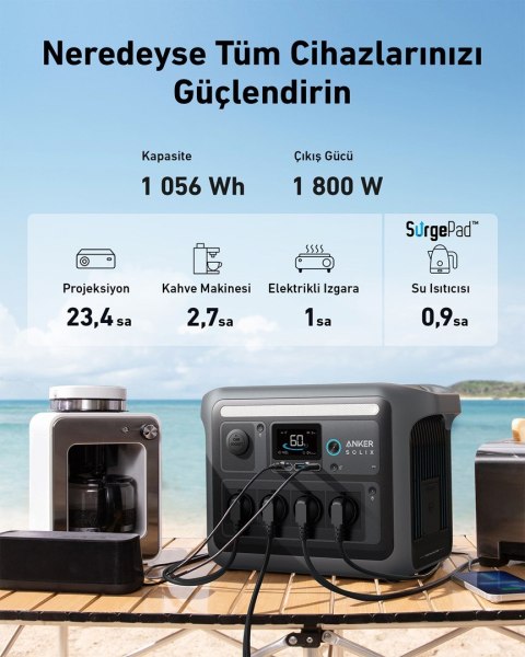 Przenośna stacja zasilania Anker Solix C1000X 1056Wh 1800W ANKER Przenośna stacja zasilania Anker Solix C1000X 1056Wh 1800W ANKER