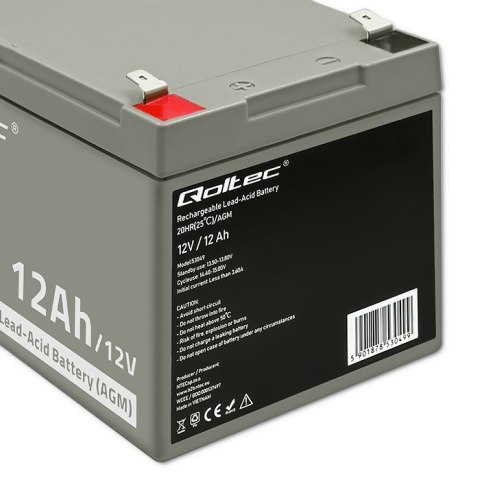 QOLTEC AKUMULATOR AGM | 12V | 12AH Qoltec QOLTEC AKUMULATOR AGM | 12V | 12AH Qoltec