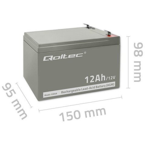 QOLTEC AKUMULATOR AGM | 12V | 12AH Qoltec QOLTEC AKUMULATOR AGM | 12V | 12AH Qoltec