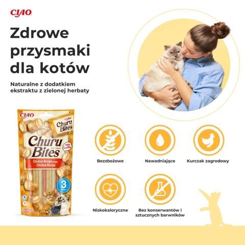 INABA Churu Bites Wrapy z kurczakiem - przysmak dla kota - 3x10 g INABA INABA Churu Bites Wrapy z kurczakiem - przysmak dla kota - 3x10 g INABA