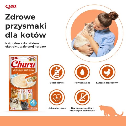 INABA Churu Kurczak z wołowiną - przysmak dla kota - 4x14 g INABA INABA Churu Kurczak z wołowiną - przysmak dla kota - 4x14 g INABA