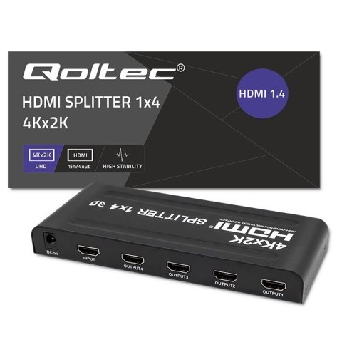 QOLTEC ROZDZIELACZ SPLITTER 4XHDMI 4KX2K | 3.4GB/S Qoltec QOLTEC ROZDZIELACZ SPLITTER 4XHDMI 4KX2K | 3.4GB/S Qoltec
