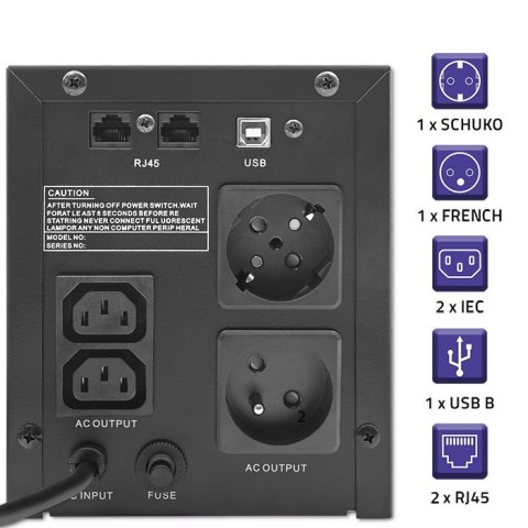 QOLTEC ZASILACZ AWARYJNY UPS LINE INTERACTIVE | MONOLITH | 1500VA | 900W | LCD | USB Qoltec QOLTEC ZASILACZ AWARYJNY UPS LINE INTERACTIVE | MONOLITH | 1500VA | 900W | LCD | USB Qoltec